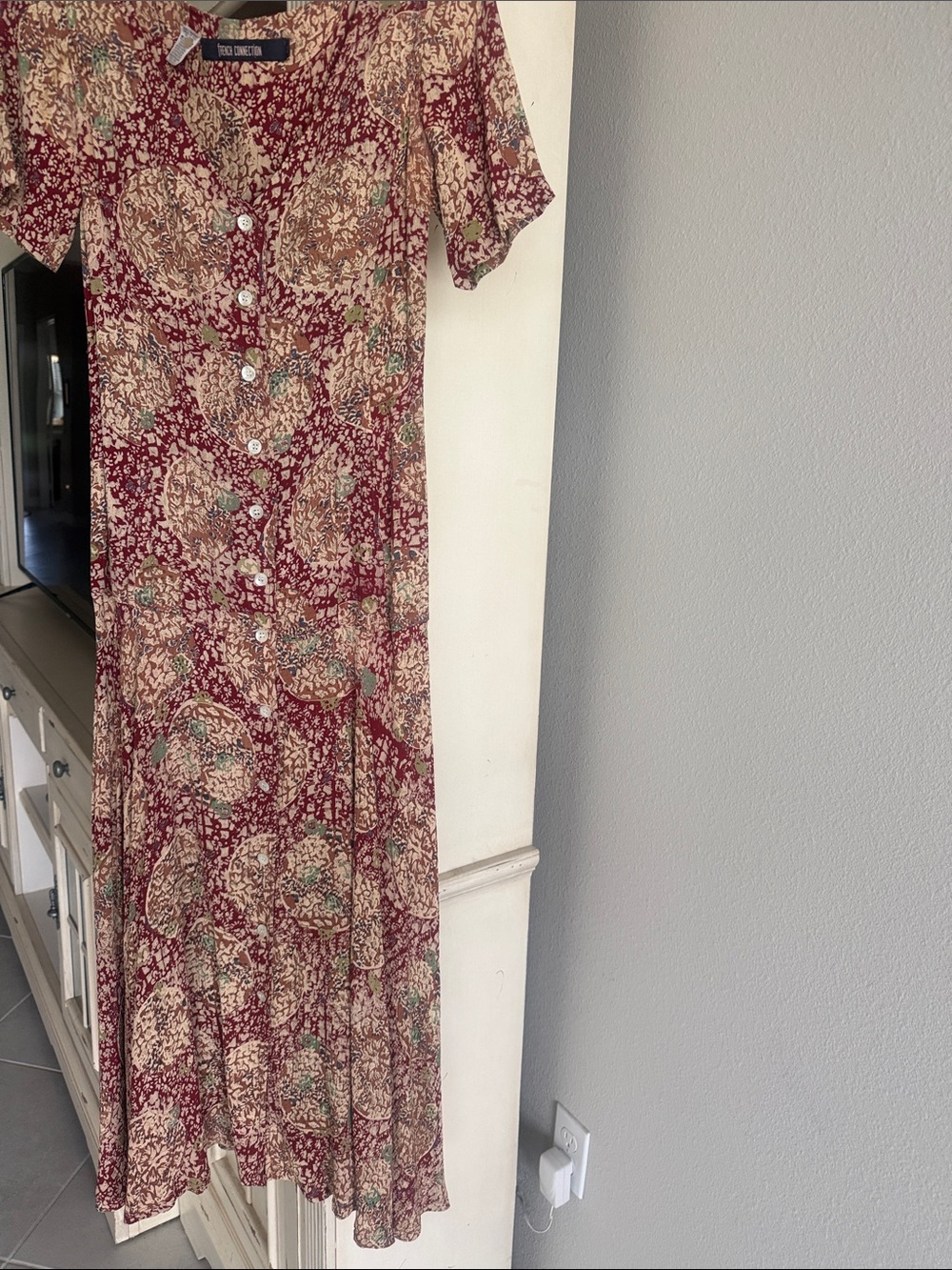 French Connection Burgundy Floral Maxi Dress